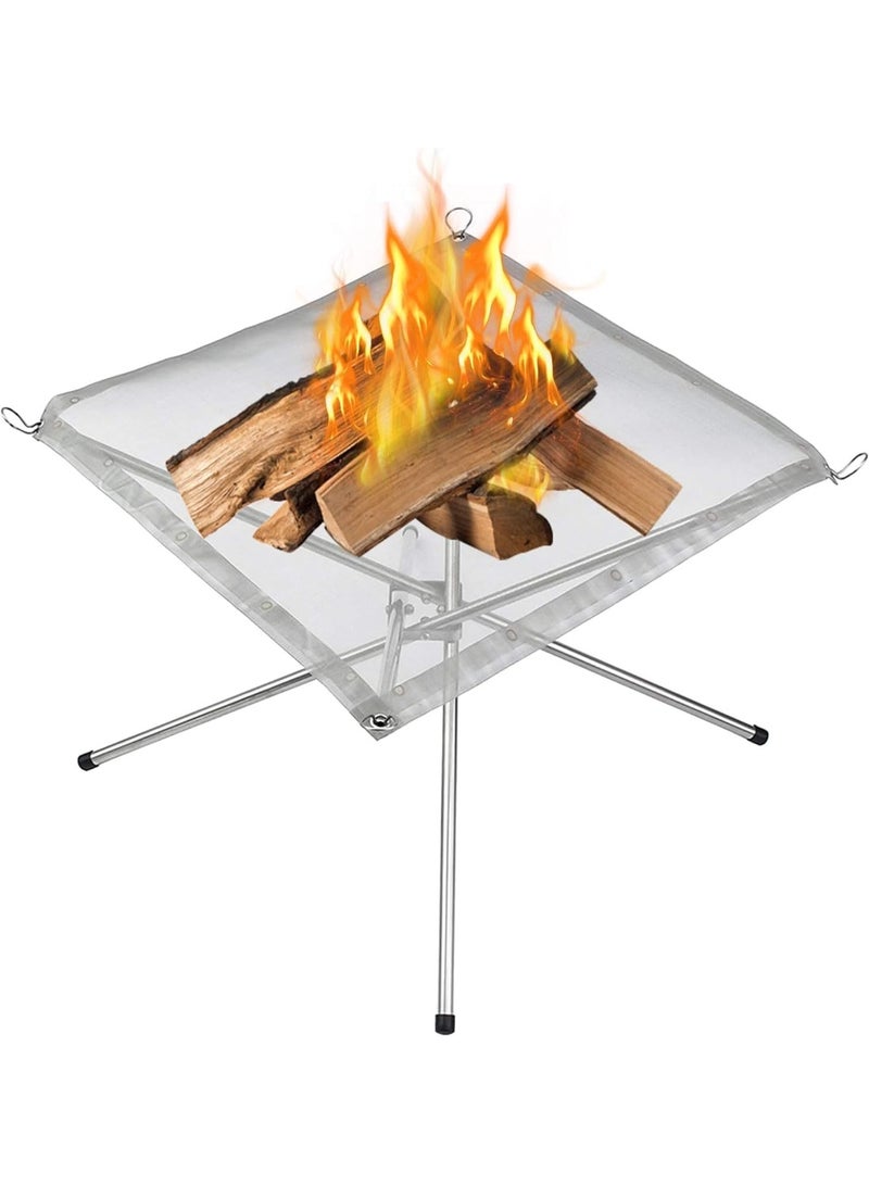 PEETTA Portable outdoor fire pit 22 inch upgrade foldable stainless steel mesh fire pit wood burning, collapsible fireplace space saving perfect for camping, backyard, patio, garden (carrying bag included) - Image 1